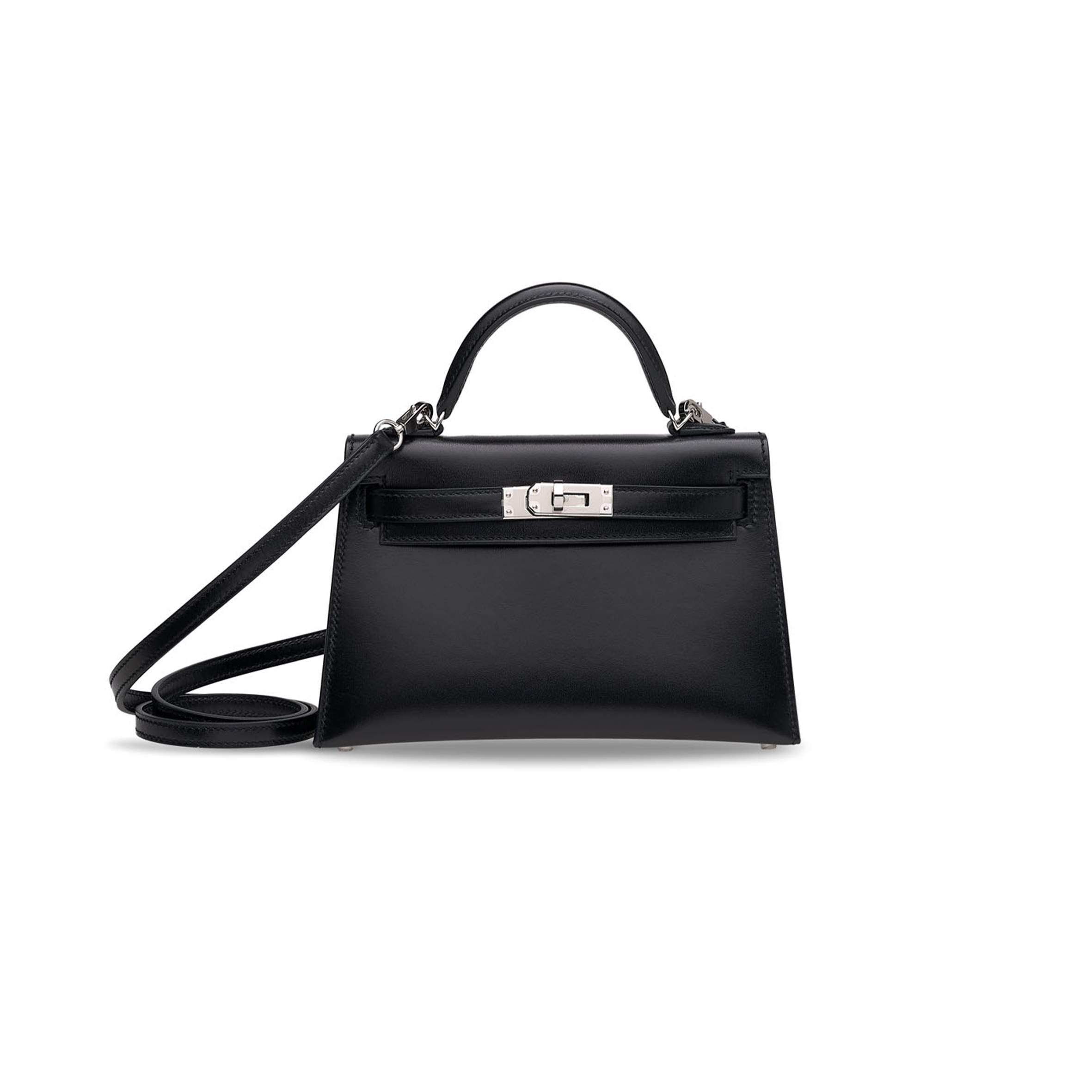 H**mes master mini kelly ii box leather with palladium hardware (19*12*5.5cm)